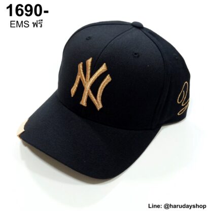 หมวก NY แบรนด์ MLB KOREA สีดำปักทอง - Image 2