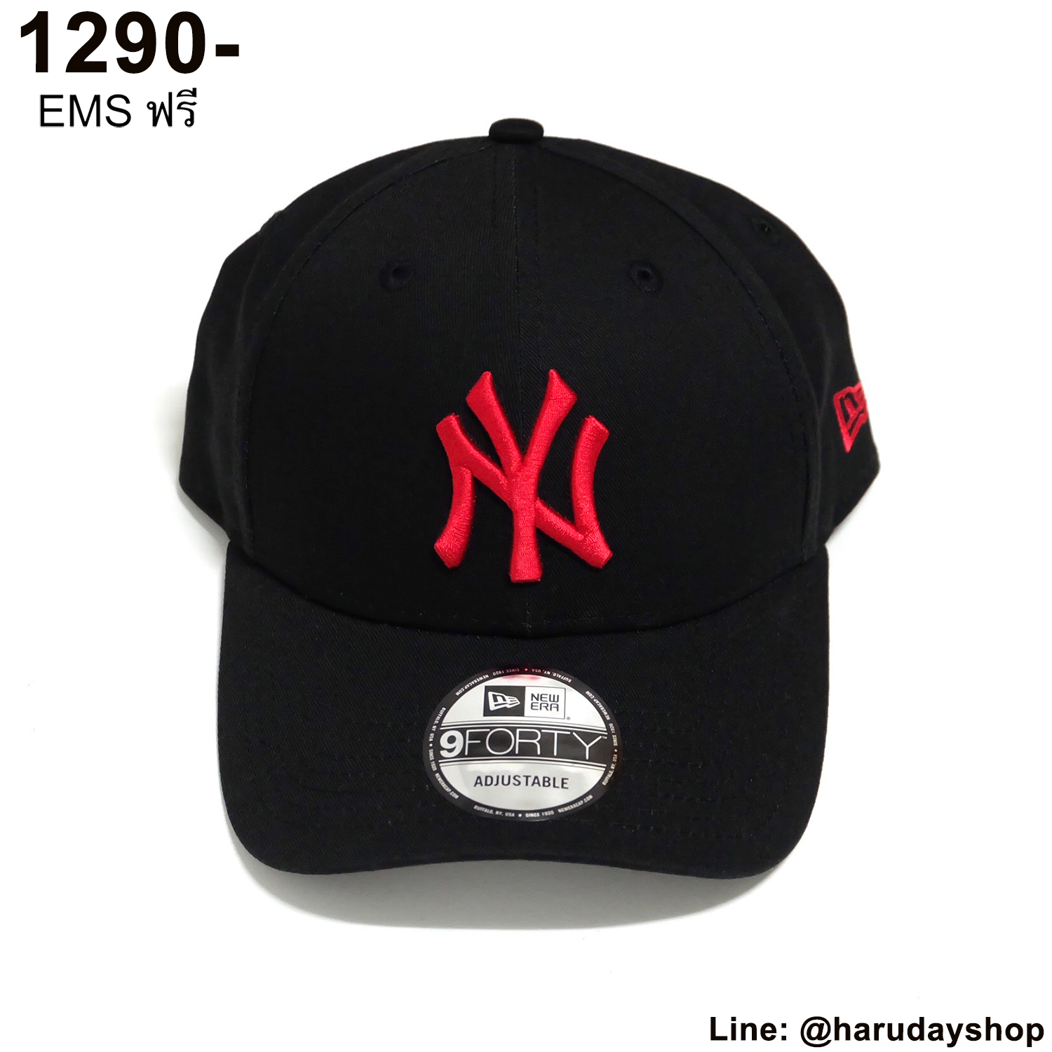 หมวก NY แบรนด์ NEW ERA สีดำปักแดง