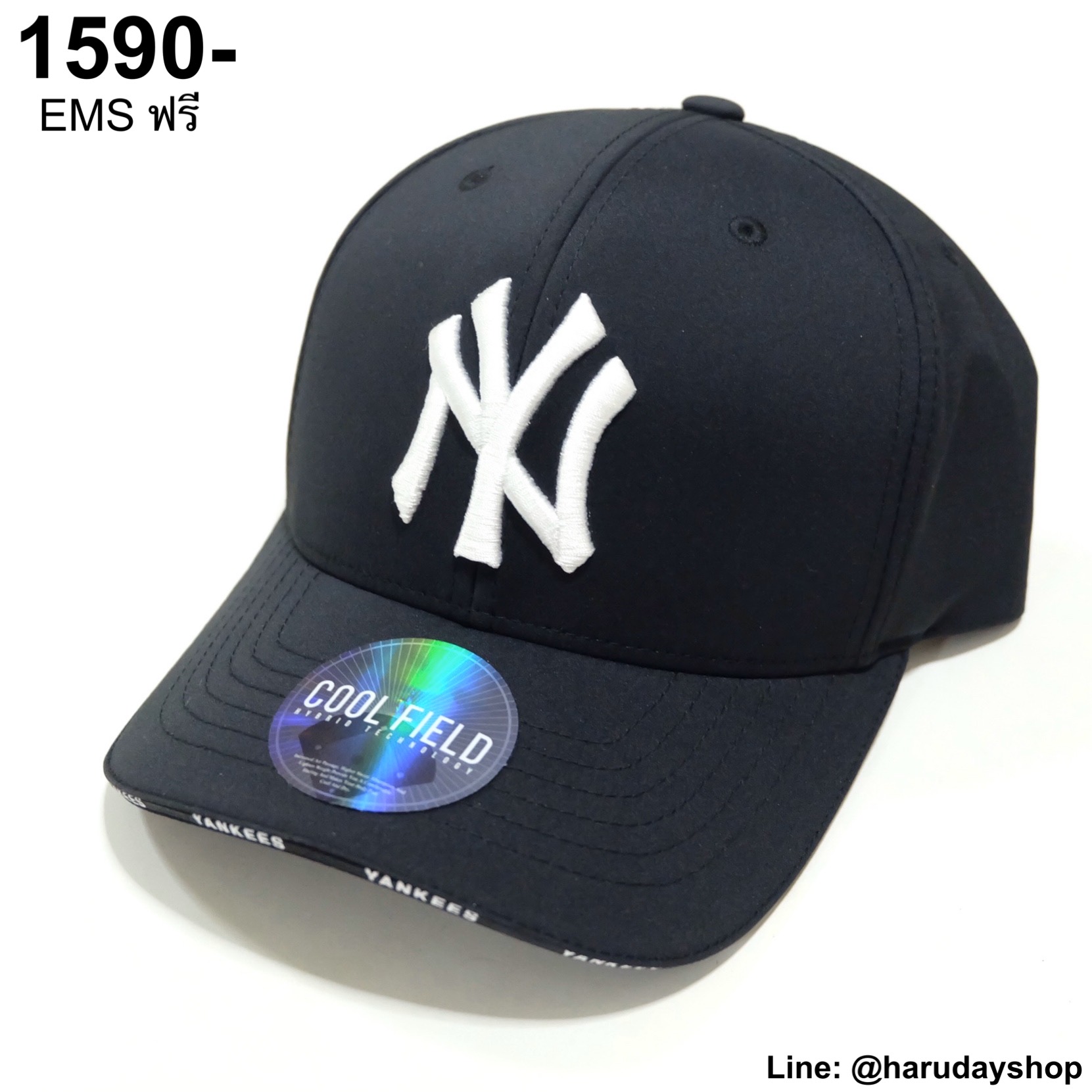 หมวก NY แบรนด์ MLB KOREA สีดำปักขาว | HARUDAYSHOP