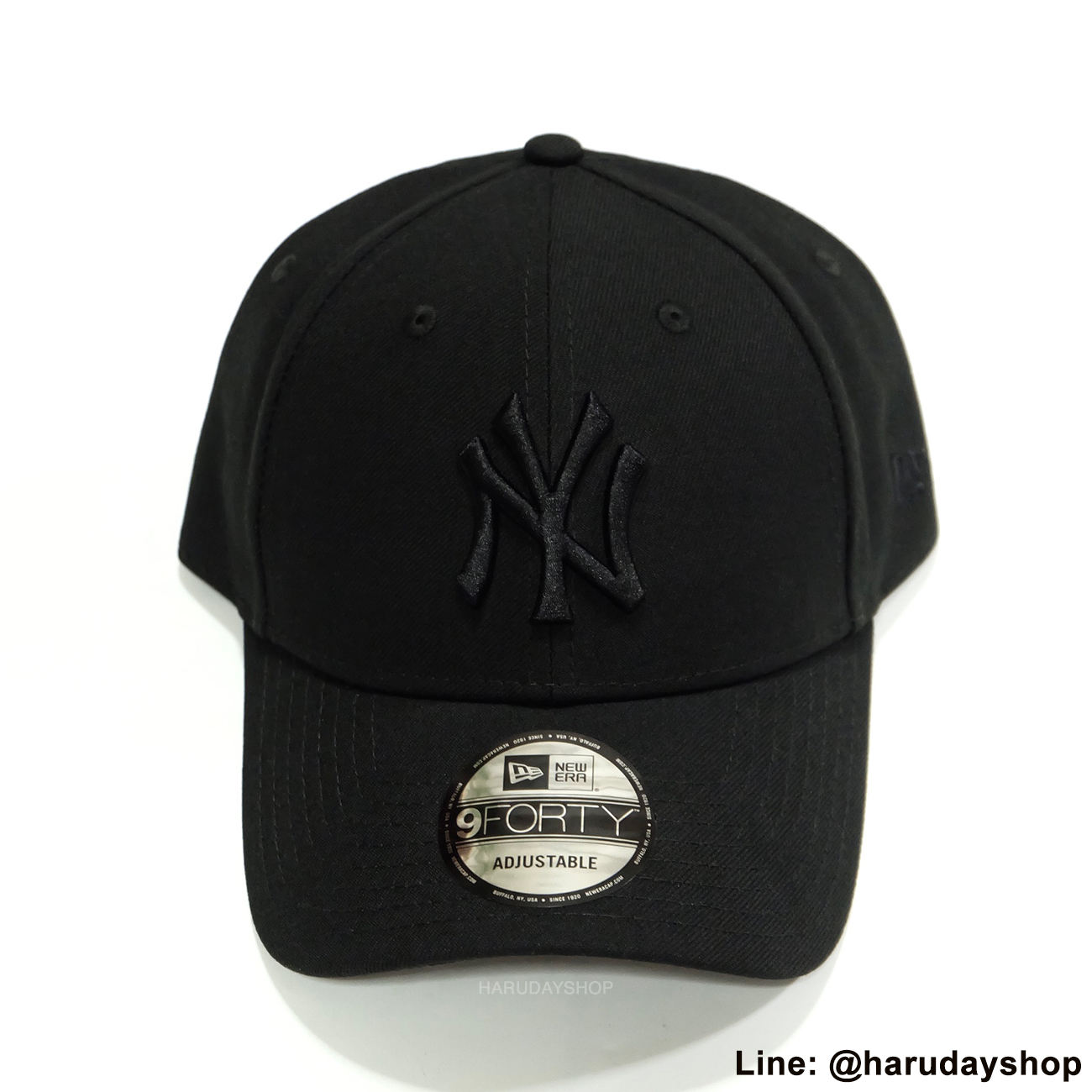 หมวก NY แบรนด์ NEW ERA สีดำปักดำ