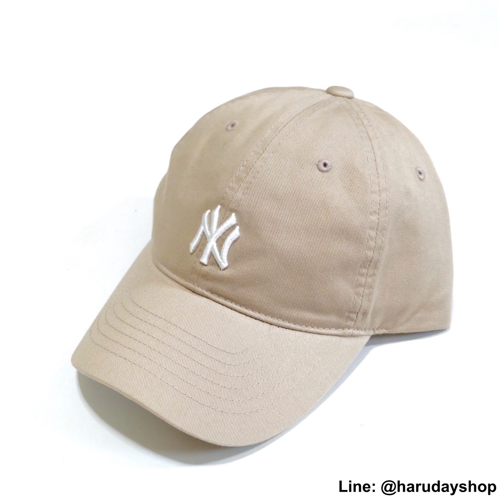 หมวก NY แบรนด์ MLB KOREA สีครีม โลโก้เล็ก | HARUDAYSHOP