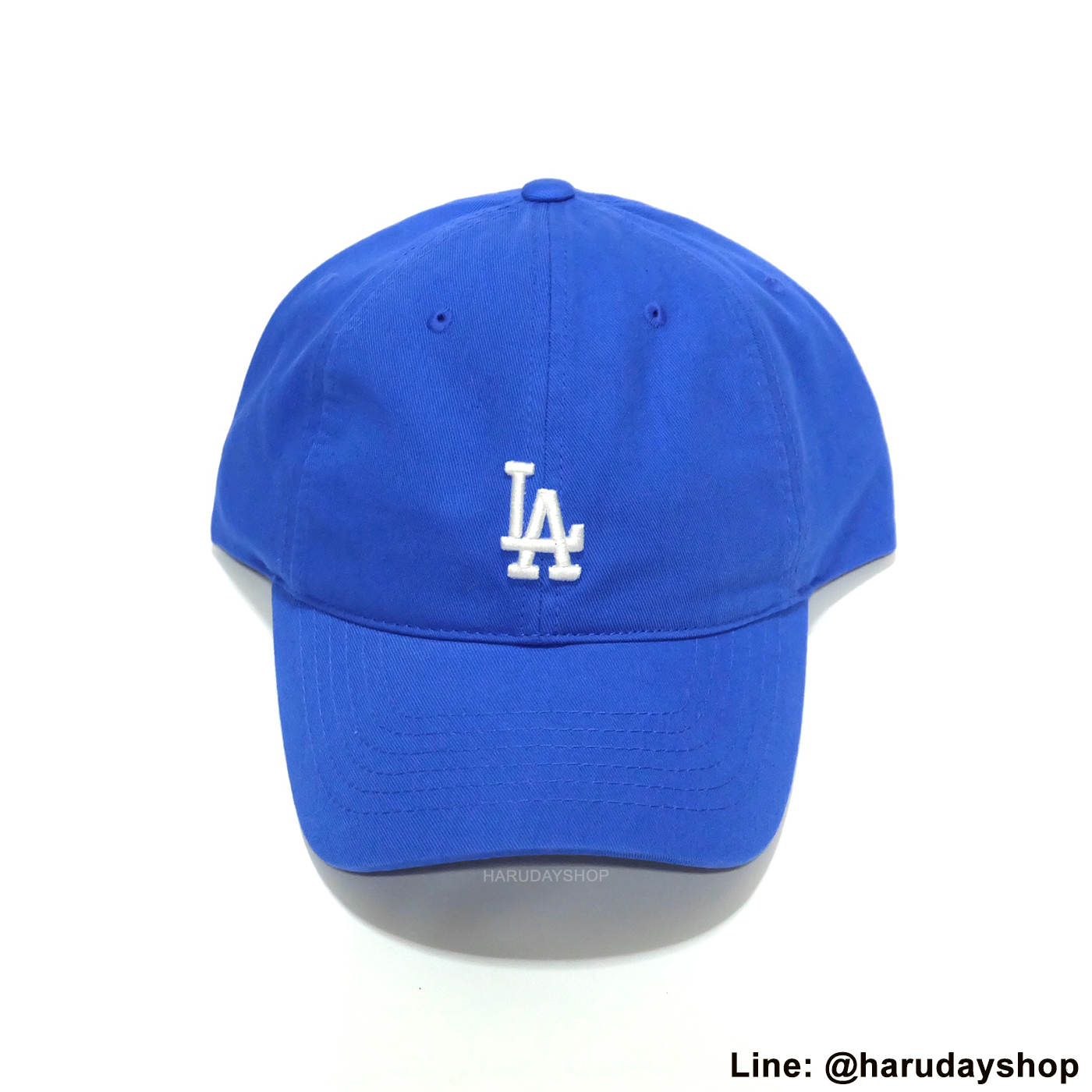 หมวก LA แบรนด์ MLB KOREA สีน้ำเงินปักขาว โลโก้เล็ก