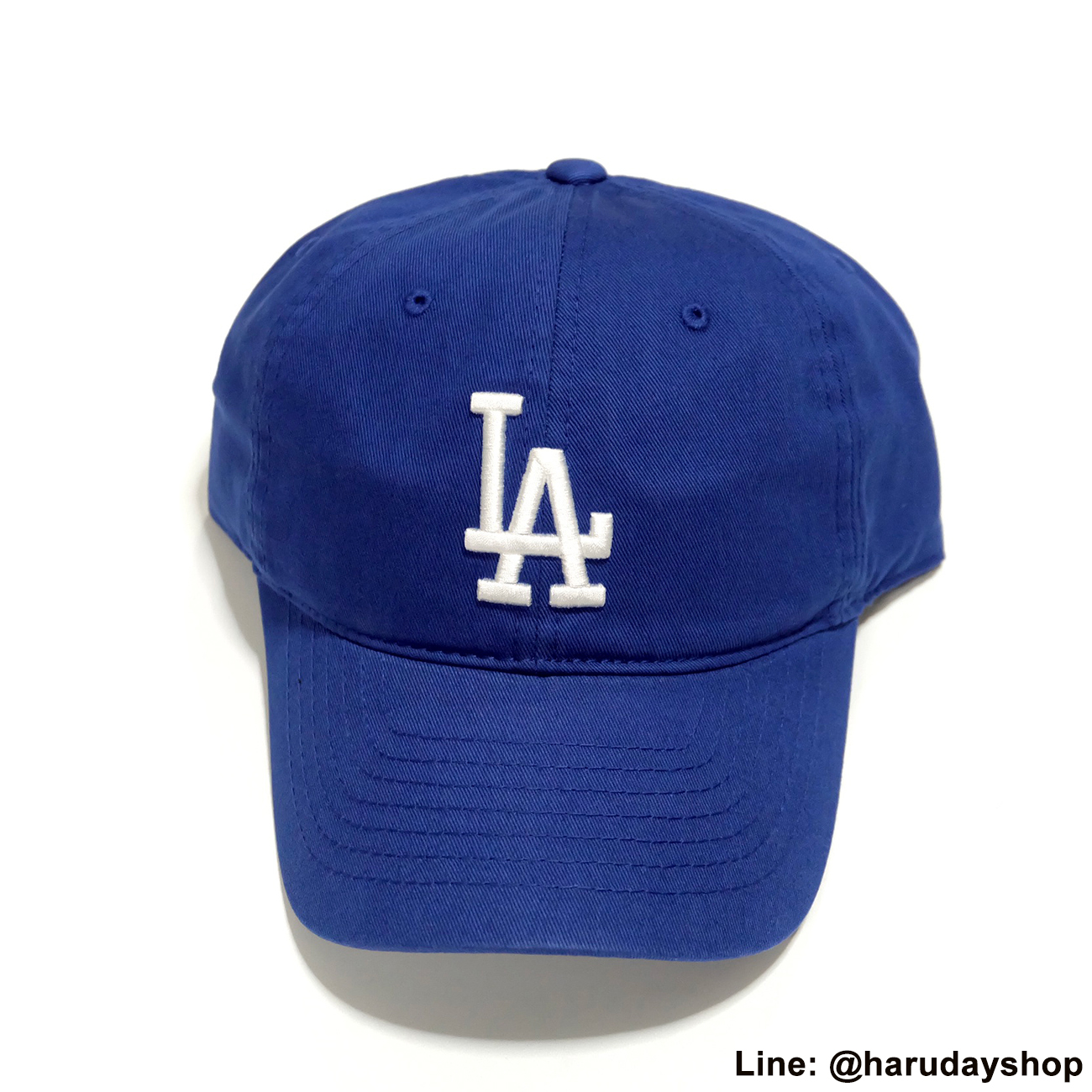 หมวก LA แบรนด์ MLB KOREA สีน้ำเงินปักขาว โลโก้ใหญ่