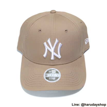 หมวก NY แบรนด์ NEW ERA สีน้ำตาลปักขาว - Image 2