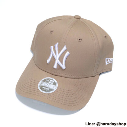 หมวก NY แบรนด์ NEW ERA สีน้ำตาลปักขาว