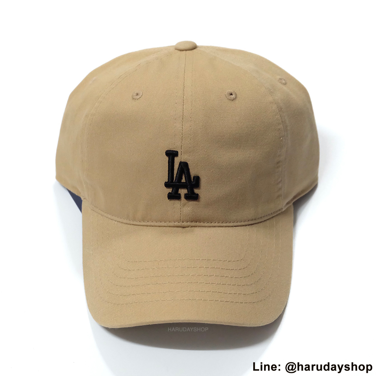 หมวก LA แบรนด์ MLB KOREA สีน้ำตาลปักดำ โลโก้เล็ก