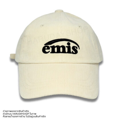 หมวก emis สีครีมปักดำ (ลูกฟูก) | รุ่นซูจี